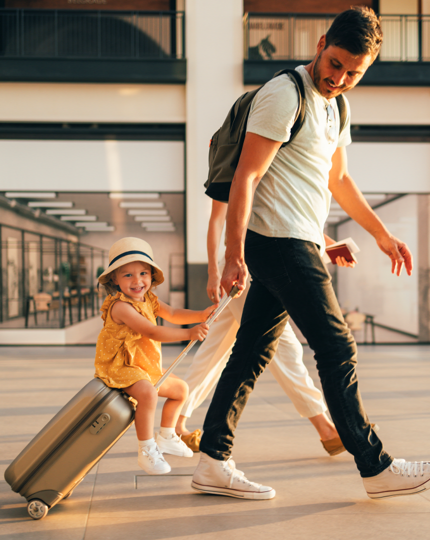 Dad and child at airport