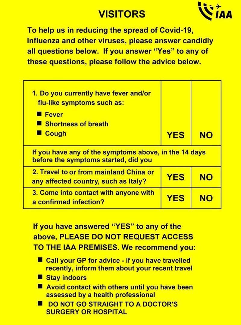 Flu Notice for visitors